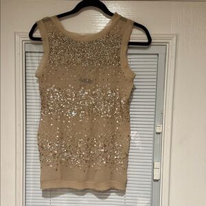 Saks Fifth Avenue Beige Embellished Tank Top